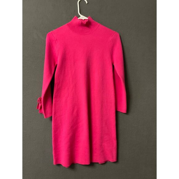 Zara Pink Mock Neck Sweater Dress with Bow Sleeves Women's Small - Picture 1 of 7
